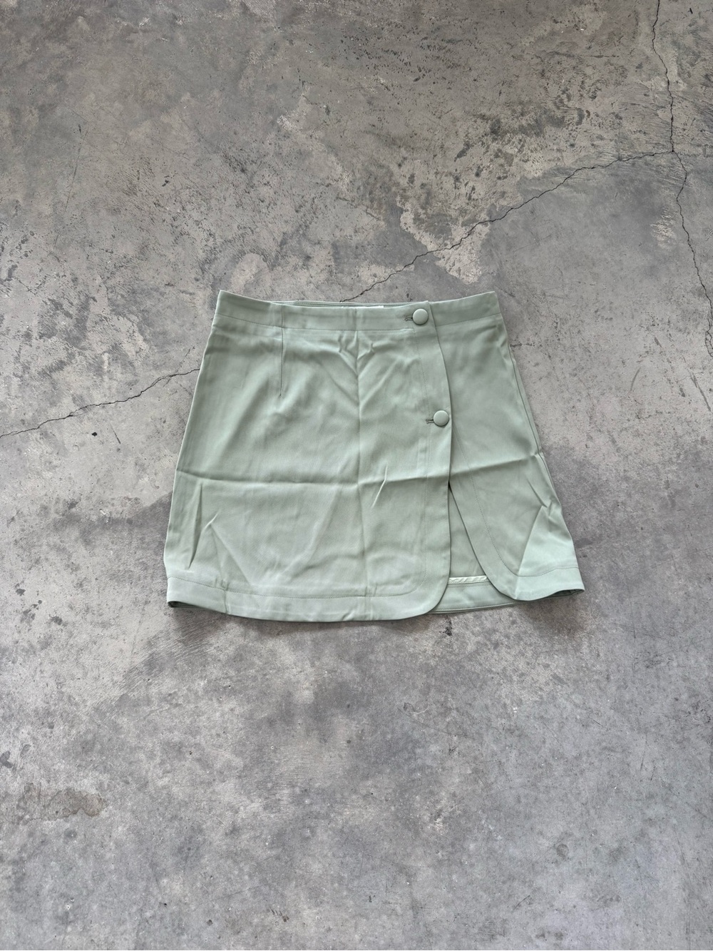 Peppermayo Mint Green Wrap-Front Mini Skirt